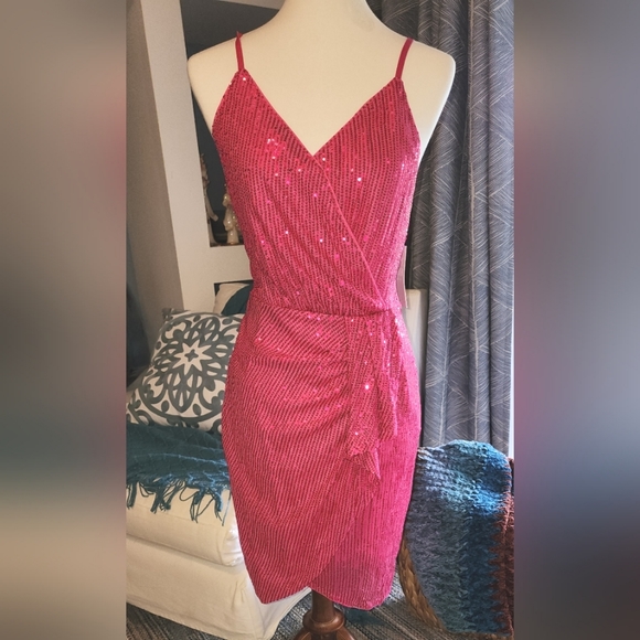 Grace Karin Hot Pink Sequin dress NWT Size M - Picture 1 of 9